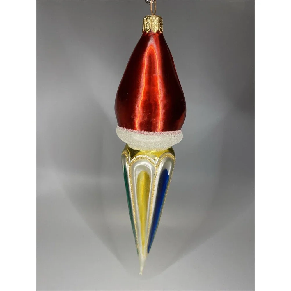 Kurt Adler Santa Icicle Polonaise Glass Christmas Drop Ornament by KOMOZJA
